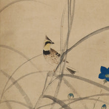 Load image into Gallery viewer, Araki Jippo (1872-1944), Bellflowers and a Small Bird, Japanese hanging scroll