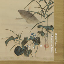 Afbeelding in Gallery-weergave laden, Fujishima Seison(1863-1935), Swimming Carp, Japanese hanging scroll