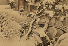 Load image into Gallery viewer, Imao Keinen (1845-1924),Remaining Snow Scene, Cowherd Boy Scene, and Plum Grove Scene, 1895, Japanese hanging scroll