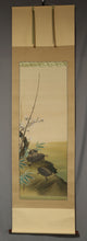 Load image into Gallery viewer, Tamekuni Ando (1902-1977),Plum, Bamboo, and Turtles, Japanese hanging scroll, kakejiku