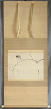 Lade das Bild in den Galerie-Viewer, Kato Eishu (1873-1939), Sparrow on a Willow Branch, Japanese hanging scroll, Shōwa period (1926-1989)