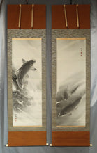 Load image into Gallery viewer, Nishio Toho (?-?), Pair of Hanging Scrolls of Carp Paintings, 1979, Japanese hanging scroll
