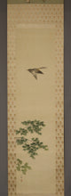Load image into Gallery viewer, Takebe Hakuho  (1871-1927), Blue maple and lesser cuckoo, Tomo-bako, Japanese hanging scroll, kakejiku