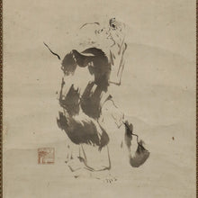 Load image into Gallery viewer, Jyakushitsu Kenko (1753–1830),Monk painting with inscription, (inscription by Jyakushitsu Kenkō, artist unknown,Japanese hanging scroll, Late Edo period
