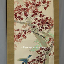 将图片加载到图库查看器,Oka Shigei (1904–1950), Autumn Leaves and Little Bird, Japanese hanging scroll