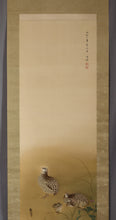 Load image into Gallery viewer, "quails"-Fukunaga Seihan (1883-1961), Japanese hanging scroll, kakejiku