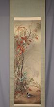 Load image into Gallery viewer, Mitsue(?-?) "Autumn grass and small bird." Showa era, Japanese hanging scroll, kakejiku