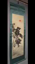 Load image into Gallery viewer, Imao Keinen(1845-1924) "Morning sun, pine tree and cranes." Meiji-Taisho era Big scroll, Japanese hanging scroll, kakejiku