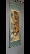 Load image into Gallery viewer, Takano Ryodo (?-?) "A fierce tiger roars in the valley in stormy weather" Showa era, Japanese hanging scroll, kakejiku
