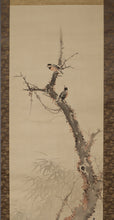 Load image into Gallery viewer, Imao Keinen(1845-1924) "Old trees, red ivy, and small birds" Meiji-Taisho era, Japanese hanging scroll, kakejiku