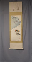 Load image into Gallery viewer, Ogura Gyoka (1876-1957) "Mandarin Ducks and Plum blossoms in snow" Taisho-Showa era, Japanese hanging scroll, kakejiku