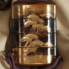 Charger l&#39;image dans la galerie, Inrō with Design of Pine, Bamboo, Crane, and Tortoise - Maki-e - Japan - Early 20th century
