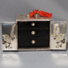 Load image into Gallery viewer, Box - Silver and alloy &quot;Three drawers with inlaid chrysanthemum design&quot; -  circa 1910-1920,Made in Japan
