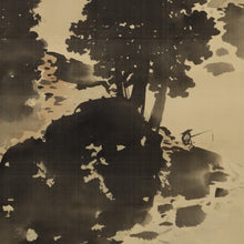 Load image into Gallery viewer, Hashimoto Ryoka (?-?), Ox on a Spring Embankment / Angler by a Summer Stream, Japanese hanging scroll, kakejiku
