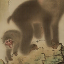 Carica l&#39;immagine nel visualizzatore di Gallery, Hosui豊水 (?-?) Two monkeys,Showa era, Japanese hanging scroll, kakejiku
