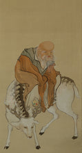Load image into Gallery viewer, Hirai Chokusui (1861-?), Juroujin with Summer and Winter Landscapes, Japanese hanging scroll
