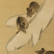 Charger l&#39;image dans la galerie, Geshi Togetsu (1880–1980), Rats and daikon radishes, Japanese hanging scroll
