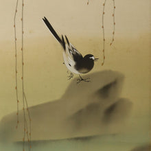 Load image into Gallery viewer, Imanaka Soyu (1886-1959), Willow and Wagtail, Japanese hanging scroll
