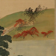 Load image into Gallery viewer, Tanaka Kasen (1864‑?), Arashiyama Boat Festival Scene, Japanese hanging scroll, Meiji period (1868-1912)
