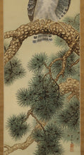 将图片加载到图库查看器，Shiroyanagi Eiho (1890-?), Pine Tree and Hawk, Japanese hanging scroll, kakejiku
