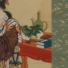 Load image into Gallery viewer, Kawabe Kakyo (1844-1928), Parrot with Elegant Lady, Japanese hanging scroll
