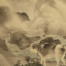 Load image into Gallery viewer, Yanagimoto Soseki (1868-1918) , The cow and the young cowboy, Big scroll, Japanese hanging scroll
