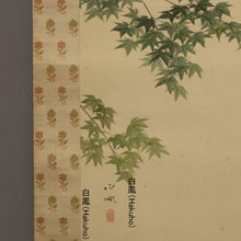 Afbeelding in Gallery-weergave laden, Takebe Hakuho  (1871-1927), Blue maple and lesser cuckoo, Tomo-bako, Japanese hanging scroll, kakejiku
