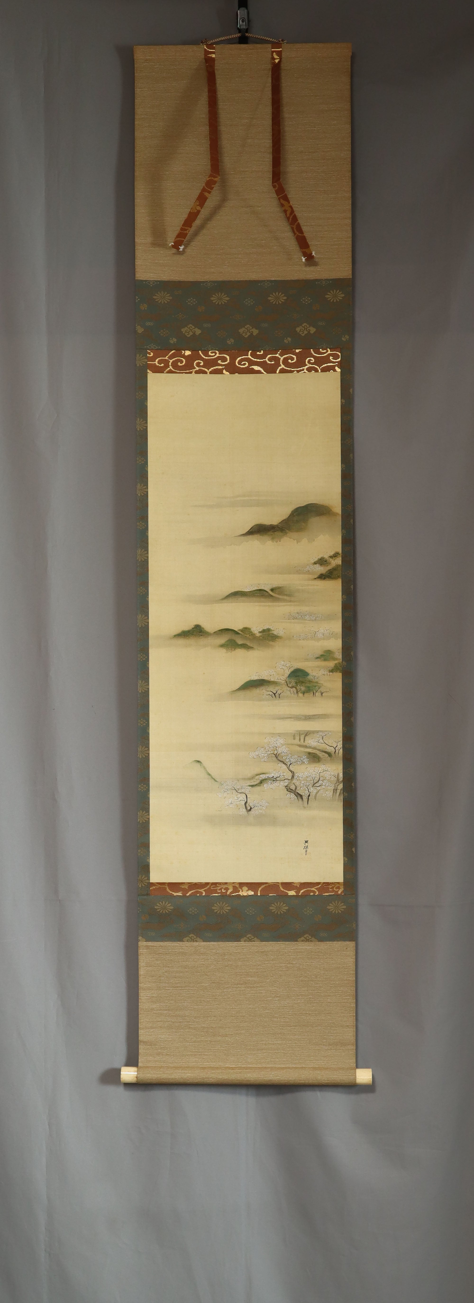 Inohara Michiyasu (?–?), Spring Scenery of Mount Yoshino, Japanese hanging scroll, Late Edo period