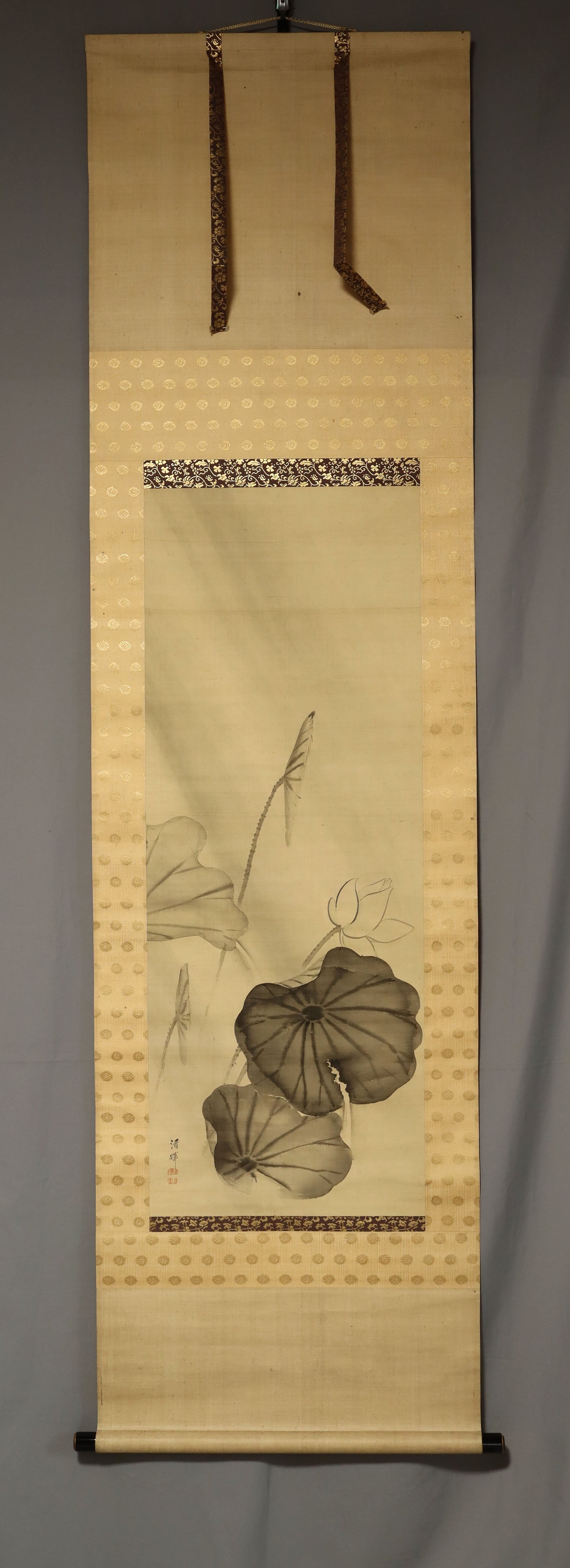 Yokoyama Seiki (1792-1864), White Lotus in the Rain, Japanese hanging scroll