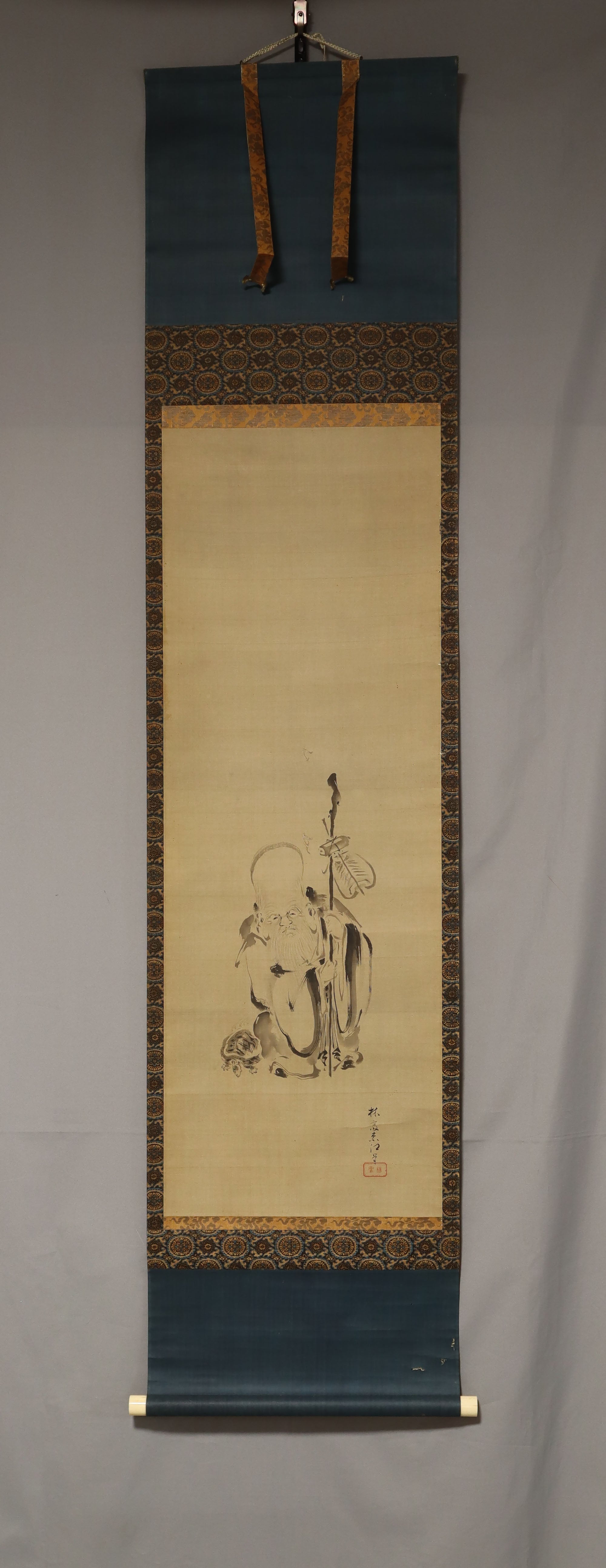 Okajima Rinsai (?-1865) , Shou-lao-ren, Late Edo period, Japanese hanging scroll, kakejiku