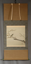 Load image into Gallery viewer, Hirai Baisen(1889-1969), A White Plum Tree with a Japanese Bush Warbler, Japanese hanging scroll
