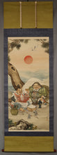 Carica l&#39;immagine nel visualizzatore di Gallery, Ota Kagaku (?-1934) &quot;Ebisu and Daikokuten&quot; Taisho-Showa era, Japanese hanging scroll, kakejiku
