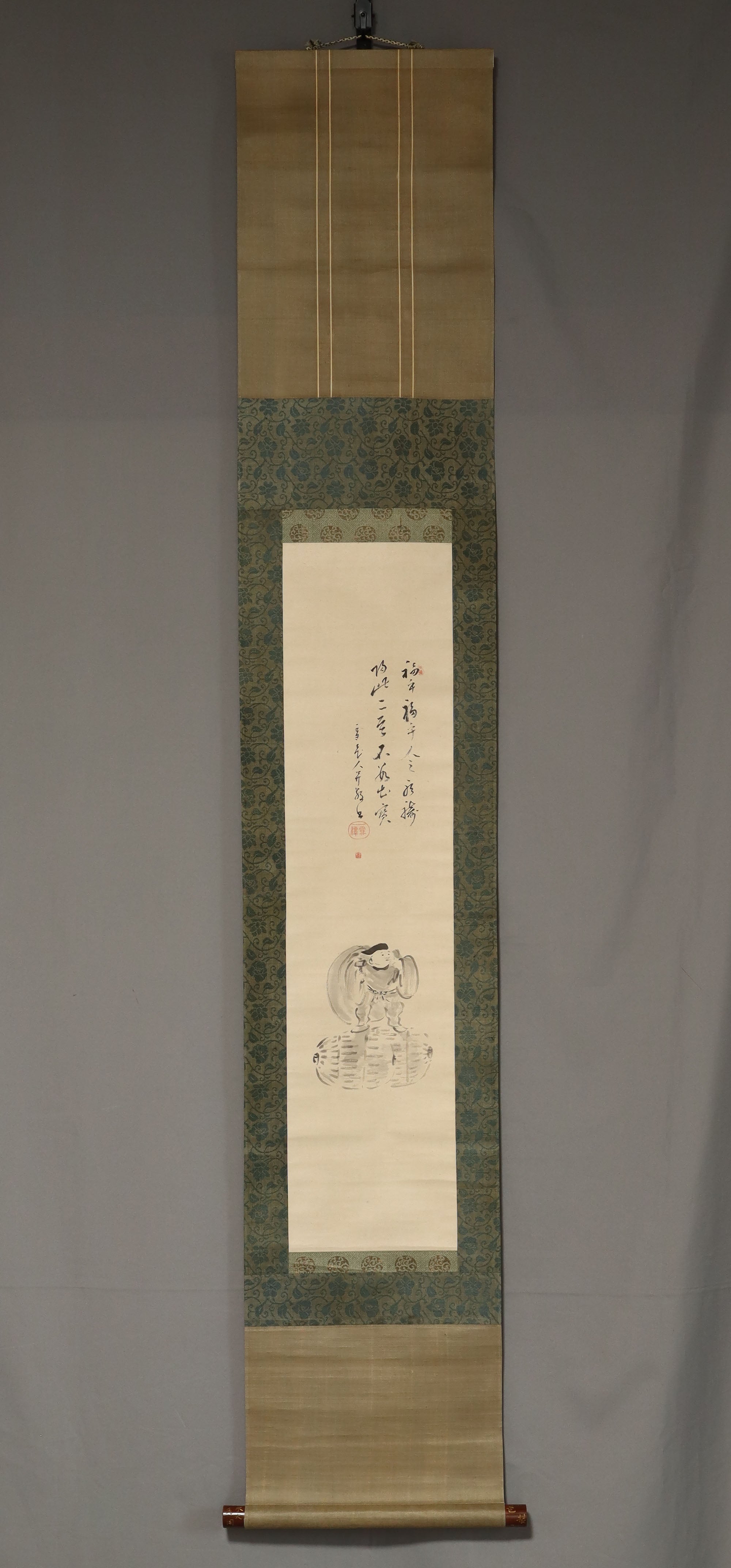 Settan Shoboku (1801–1873), Daikokuten and Chinese Poetry, Japanese hanging scroll, Late Edo period