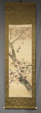 将图片加载到图库查看器，Bessho Seido (1866-?), Cherry Blossoms and Small Birds, Japanese hanging scroll, Taisho period (1912-1926)
