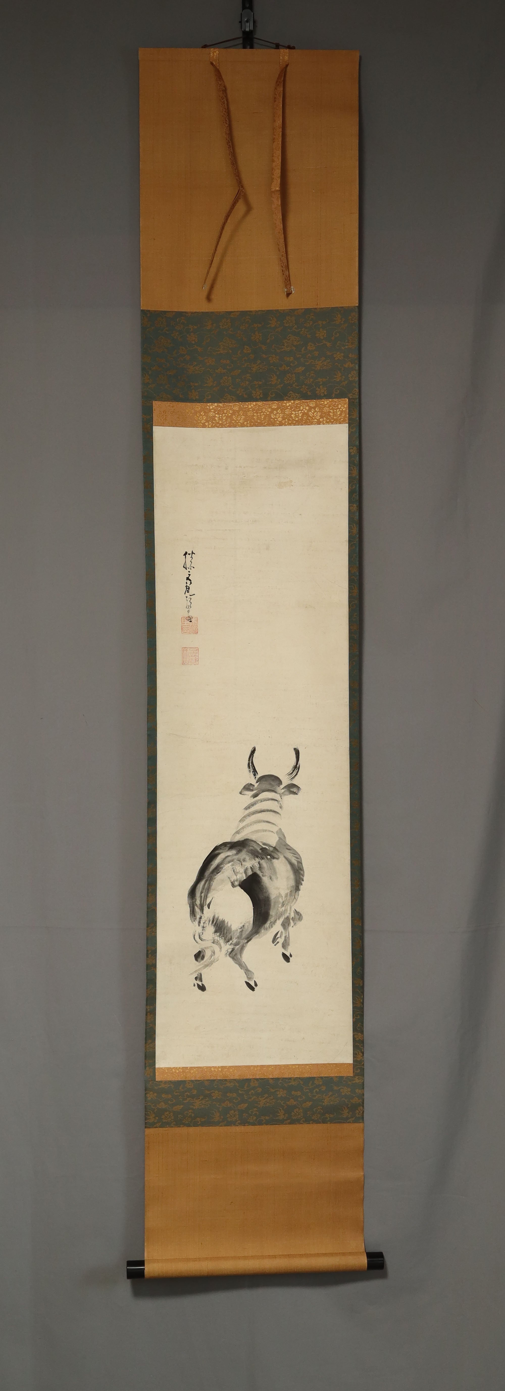 Kato Bunrei (1706-1782), Finding the Ox, Japanese hanging scroll, Mid Edo period