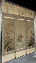 Load image into Gallery viewer, Hirai Chokusui (1861-?), Juroujin with Summer and Winter Landscapes, Japanese hanging scroll
