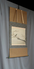 Load image into Gallery viewer, Hirai Baisen(1889-1969), A White Plum Tree with a Japanese Bush Warbler, Japanese hanging scroll

