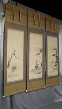 Load image into Gallery viewer, Kano Seisen’in Osanobu (1796‑1846) , Pine, Bamboo, Plum, Crane, Turtle, and Fukurokuju (God of Happiness, Wealth, and Longevity), Japanese hanging scroll, Edo Period, kakejiku
