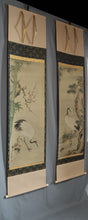 Load image into Gallery viewer, Shōreisai 松嶺斎 (?-?)  , Pine, Bamboo, Plum, Crane, Tortoise, and Lingzhi Mushroom, Japanese hanging scroll, Edo Period, kakejiku

