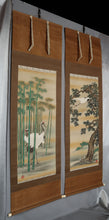 Load image into Gallery viewer, Okabe Tosui (c.1780–1850), A Pair of Cranes with Pine and Bamboo, Japanese hanging scroll, Mid Edo period
