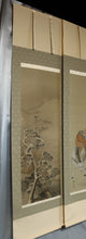 Load image into Gallery viewer, Hirai Chokusui (1861-?), Juroujin with Summer and Winter Landscapes, Japanese hanging scroll
