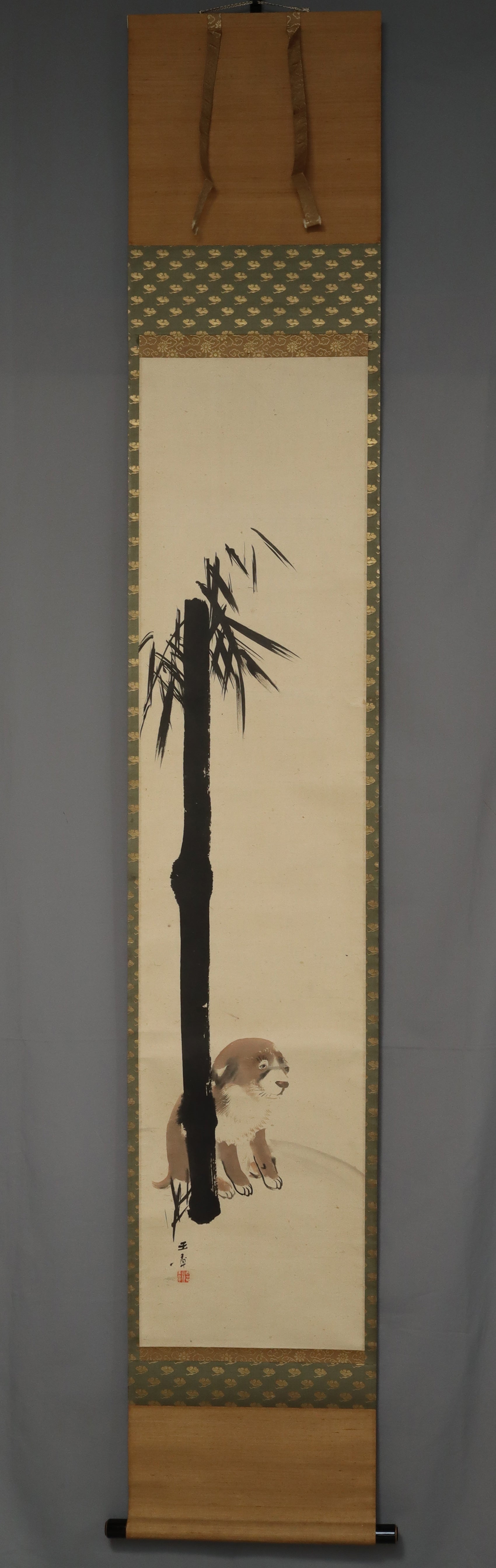 Kawabata Gyokusho (1842-1913) - Bamboo et chiot Meiji 42 (1909)
