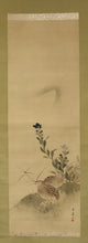 Lade das Bild in den Galerie-Viewer, Nakajima Raisho (1796-1871) Bamboo and a Bush Warbler, Chinese Bellflower and Two Quails, Late Edo period-Meiji era, Japanese hanging scroll, kakejiku
