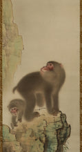 Load image into Gallery viewer, Hosui豊水 (?-?) Two monkeys,Showa era, Japanese hanging scroll, kakejiku
