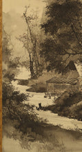 将图片加载到图库查看器，Suzuki Shonen (1848-1918) landscape of a private house,Taisho era, Japanese hanging scroll, kakejiku
