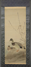 Afbeelding in Gallery-weergave laden, Kobayashi Gokyo (1871-1928),willow trees and ducks ,Japanese hanging scroll, kakejiku
