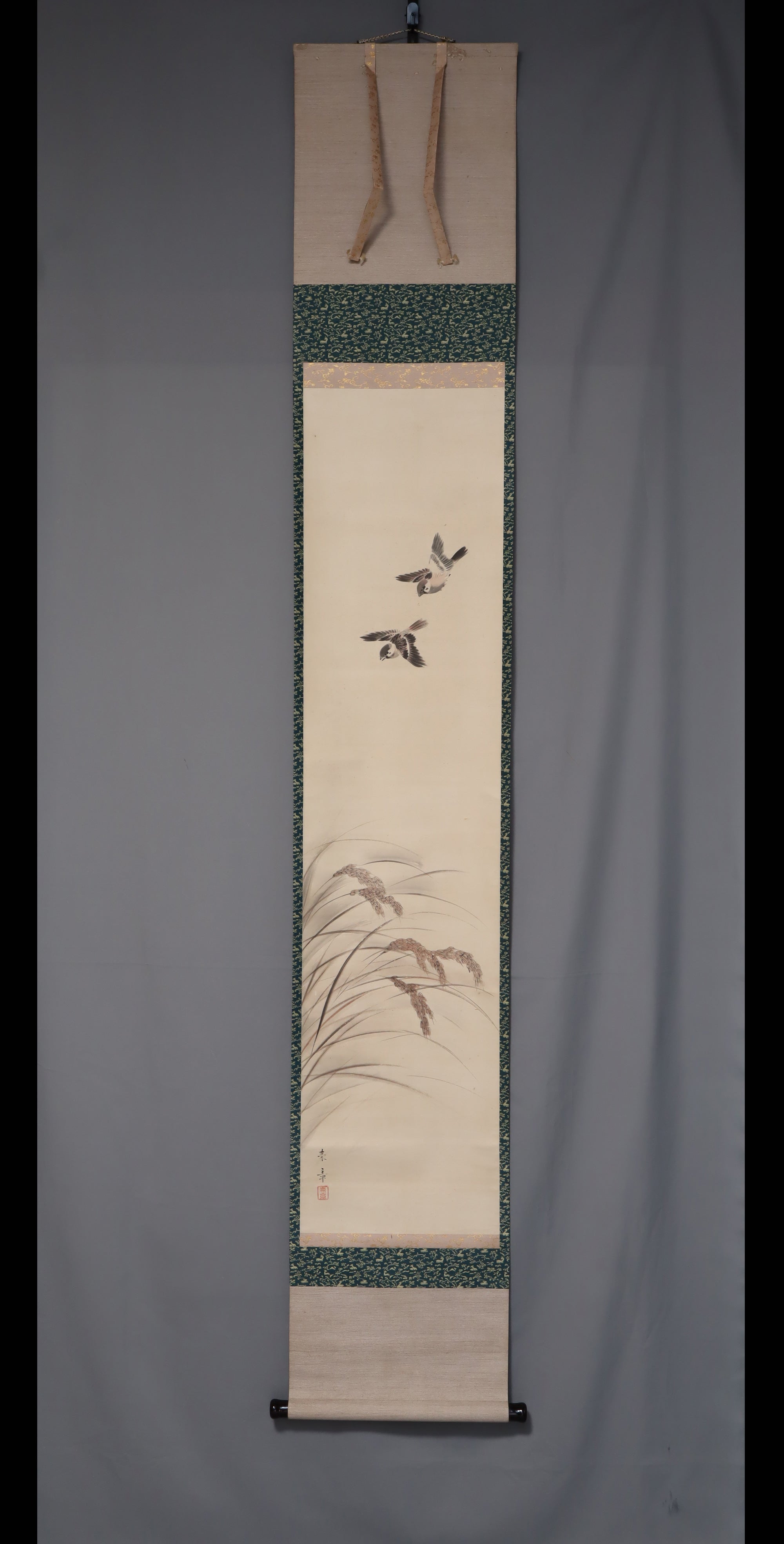 Nakajima Raishou (1796-1871) 'Ohrs of Rice and Sparrows' späte Edo-Periode