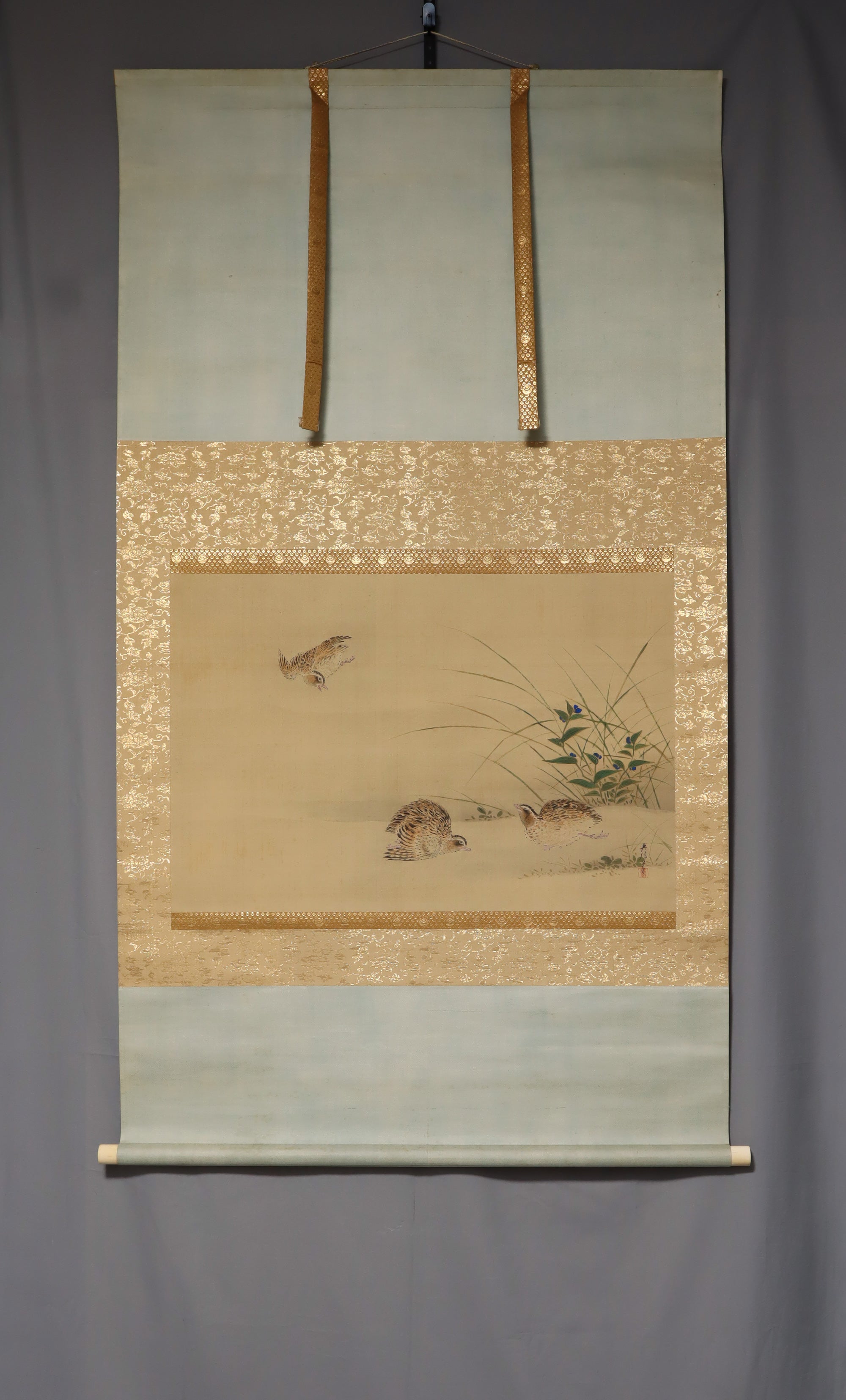 Kano Michinobu（Eisen-In）（1730-1790）“秋天草和鹌鹑”中江户时代
